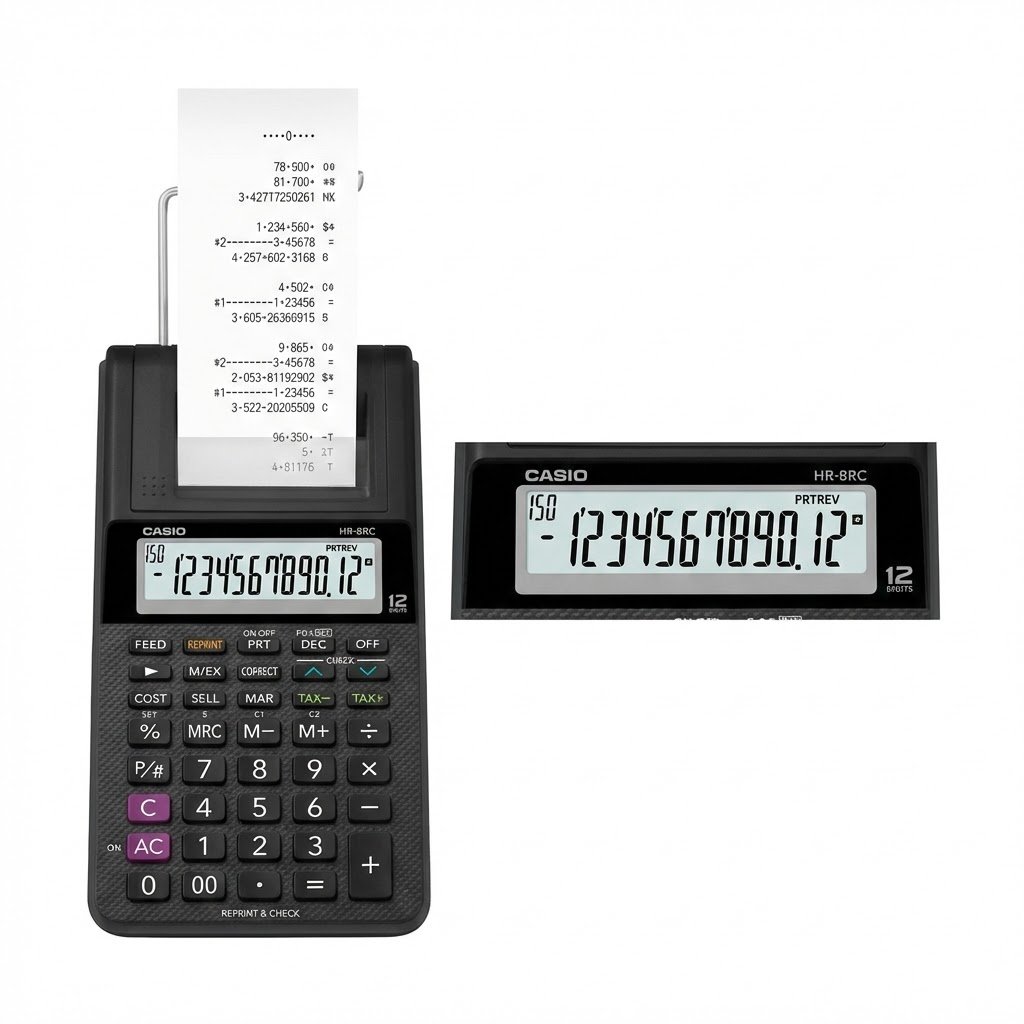 CALCULADORA CASIO HR 8 PAPEL 12DIG+FUENTE - Imagen 3