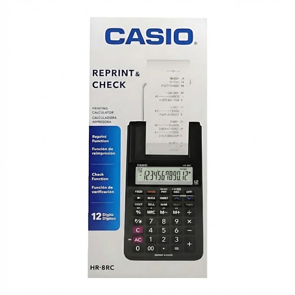 CALCULADORA CASIO HR 8 PAPEL 12DIG+FUENTE - Imagen 5